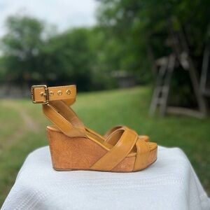 Tory Burch Ankle Strap Wedge Sandals Size 7.5